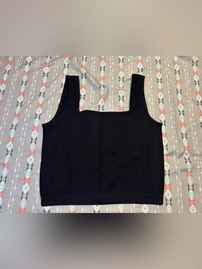 🍄Black Square-Neck Ribbed Cropped Tank
